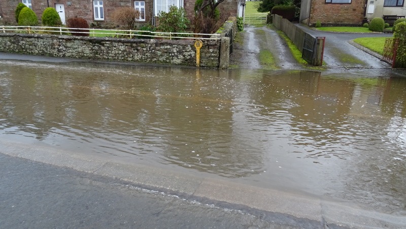 Surface run-off pooling at dip in B2588, Feb 9th 2020