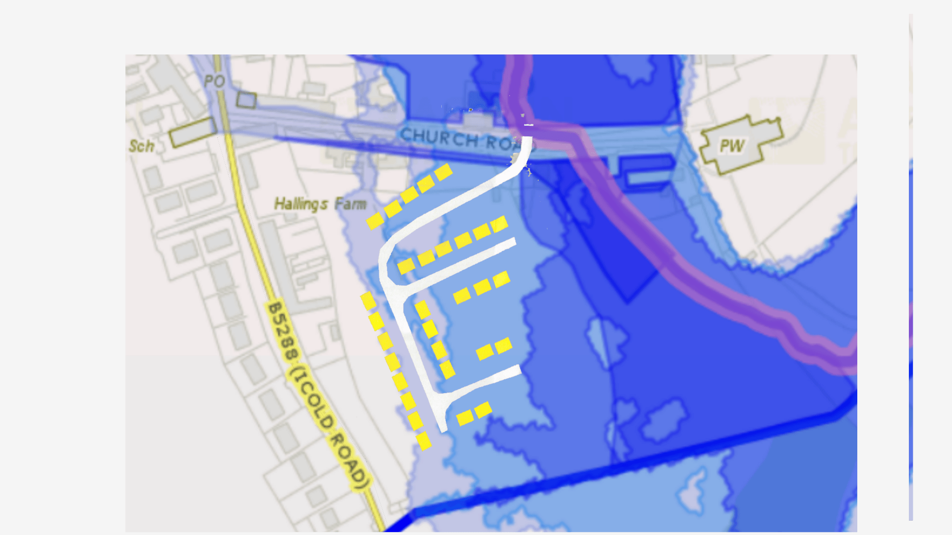 Atkinsons Proposal overlaid on flood plain