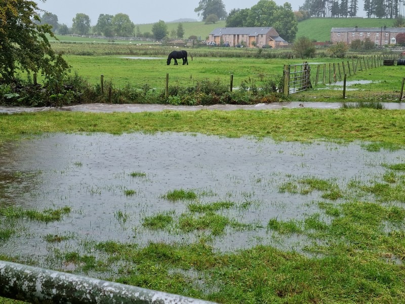 Standing Water in the field by the church, and the Petteril, 7th October 2022