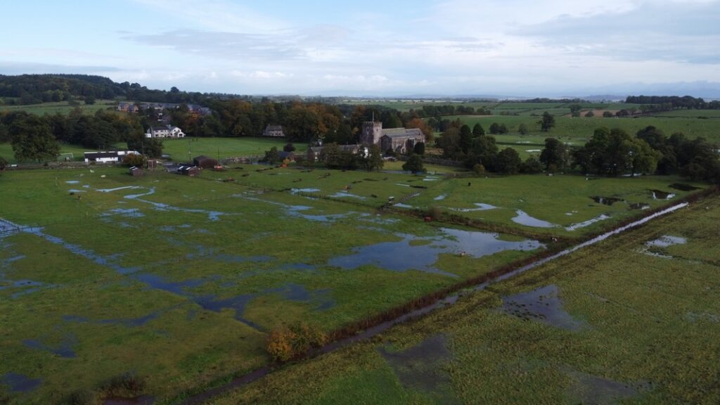 Aerial shot of the floodplain on 7th Oct 2022