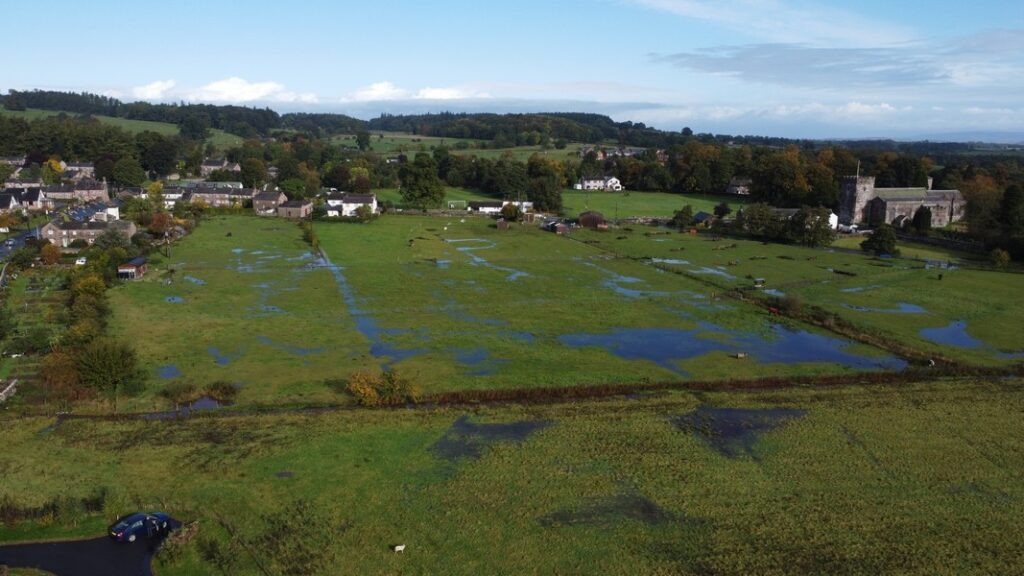 Aerial shot of the floodplain on 7th Oct 2022