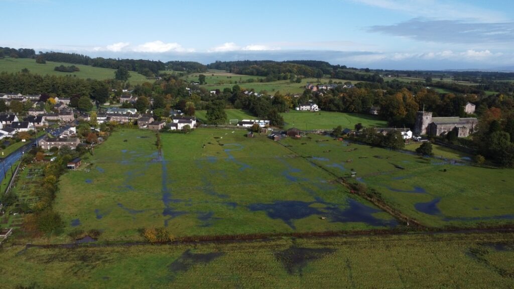 Aerial shot of the floodplain on 7th Oct 2022