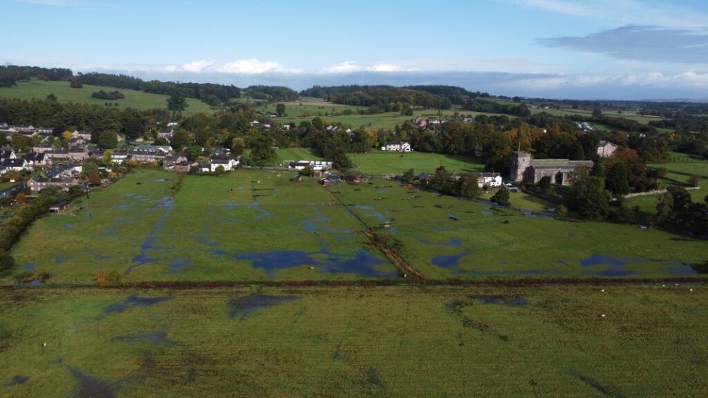 Aerial shot of the floodplain on 7th Oct 2022