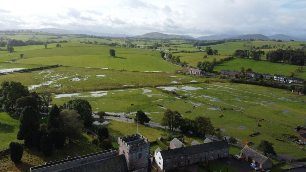 Aerial shot of the floodplain on 7th Oct 2022