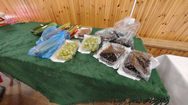 Allotment produce being sold at the Greystoke Handbells summer fundraiser